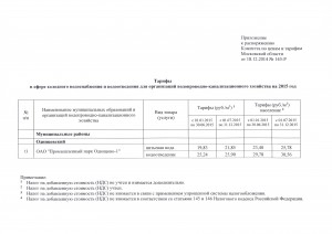 Тарифы на холодную и горячую воду на 2015 год